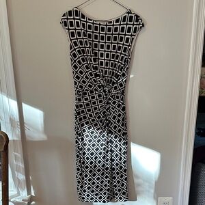 Lauren Ralph Lauren Black and White Patterned Midi Dress